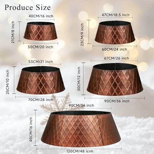 Lanpn Metal Christmas Tree Collar 36 inch, Christmas Tree Ring Collar for Large L Xmas Stand Cover Real Artificial Trees Indoor Outdoor Decoration (Copper, Diamond, 90cm) by Lanpn - Image 3