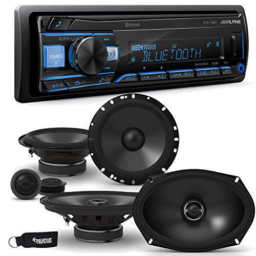 Alpine UTE-73BT Receiver with Bluetooth & A Pair of Alpine S-S65C 6.5" Component Speakers & S-S69 6x9 Coaxial Speakers