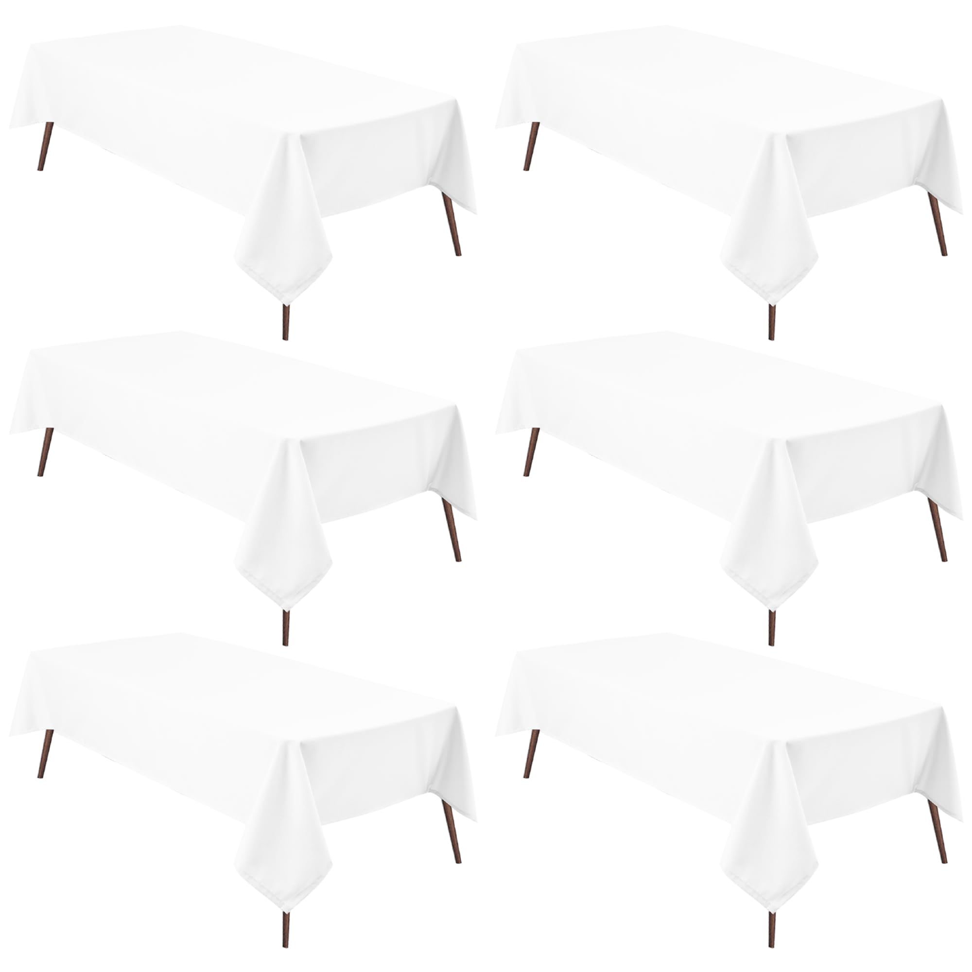 Hiasan 6 Pack White Tablecloth 54 x 80 Inch, Rectangle 4 Feet Table Cloth - Waterproof and Wrinklr Resistant Washable Polyester Fabric Table Cloth for Dining Room and Outdoor Use — image 1