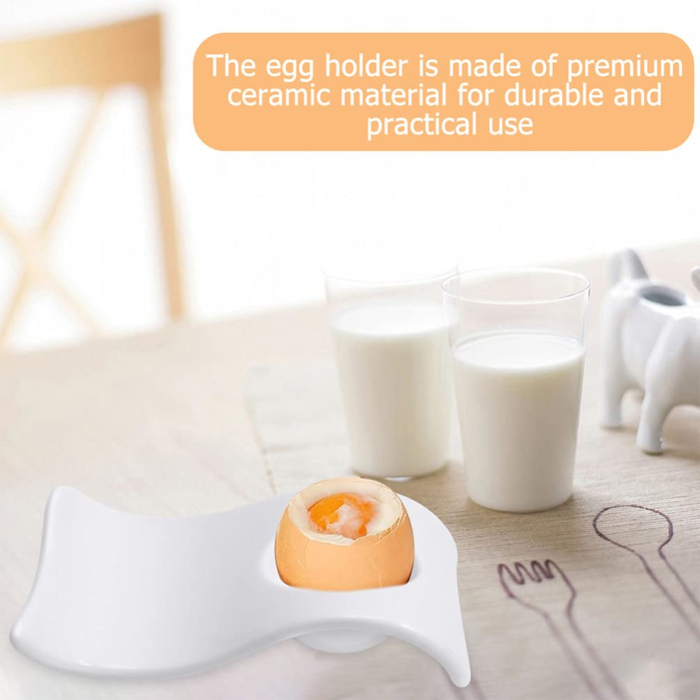 Yardwe 6pièces Coquetiers Céramique Design Ondulé Pratiques Pour Durs Et Apéritifs Blanc