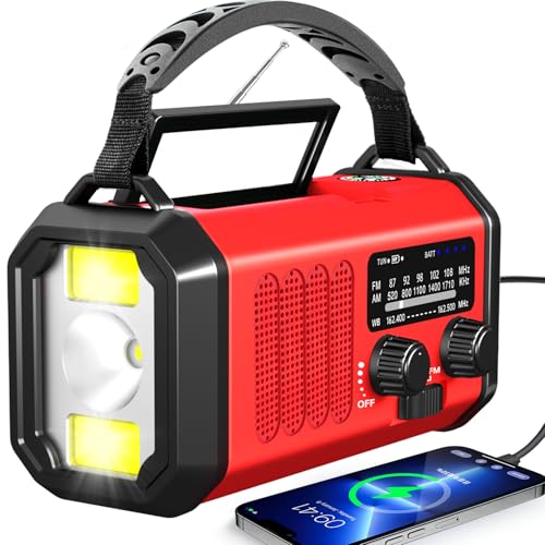 TFTDOUP Emergency Radio Hand Crank Solar, AM/FM/NOAA Weather Radio Built-in 20000mah Battery Powered,Type-C Charger,Flashlight, Reading Light,SOS, Compact & Portable for Camping/Emergencies