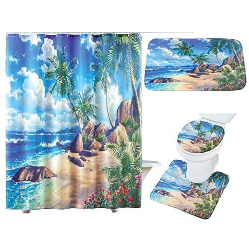 Collections Etc 12-Piece Seaside Escape Scene Bathroom Set