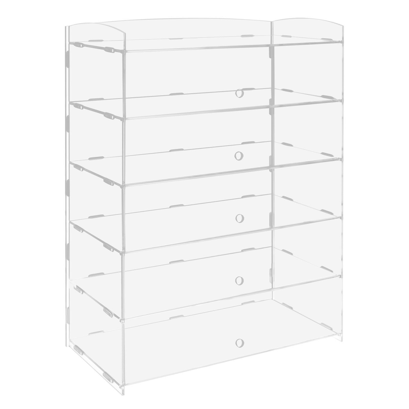 Acrylic Display Case, 5 Tiers Bakery Pastry Display Case, Commercial Clear Dessert Display Case Countertop, Acrylic Donut Cookie Box Display Case with Door, 18.7x8.46x24.4inch