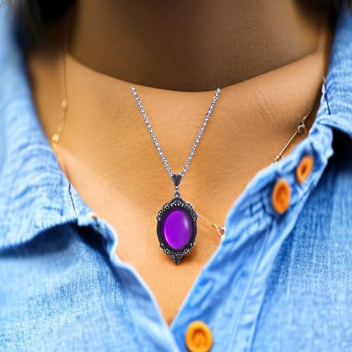 MIFYNN Gothic Stardust Crystal Cameo Necklace Red Purple Crystal Pendant Necklace Vintage Satan Demon Halloween Jewelry for Women3