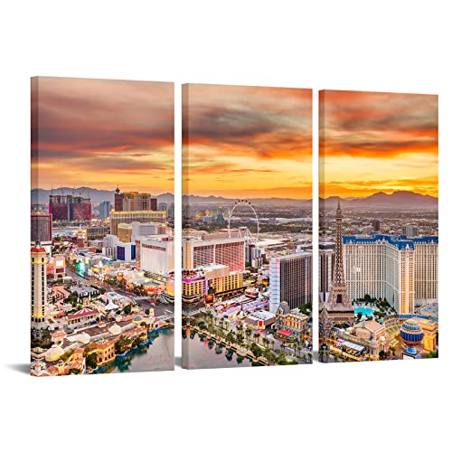Lienzo de Las Vegas en 3 piezas para renovar la decoración de paredes grandes en el hogar