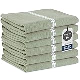 Lane Linen Kitchen Towels Set - 100% Pure Cotton Dish Towels for Kitchen, Super Absorbent Kitchen Hand Towel, Tea Towels, Soft & Durable Dish Cloths, Pack of 6 – 14”x25”, Olive