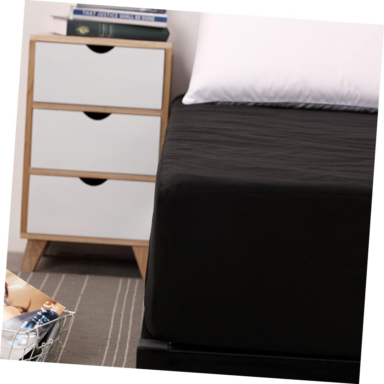 Mattress Cover Machine Washable Protector for Bed Wetting Urine Separation Care Pad Black for Adults