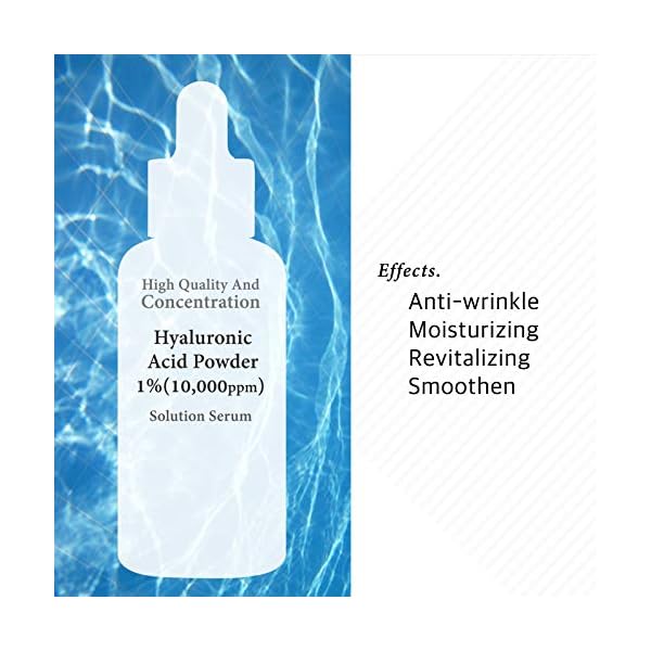 Pure Hyaluronic Acid 1% Powder Serum for Face 10,000ppm - Fine Line + Intense Hydration + facial moisturizer + Visibly Plumped Skin 2 Fl Oz
