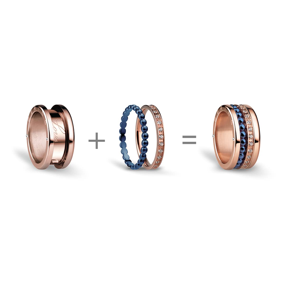 BERING Anello da Donna Intercambiabile in Oro e Bianco con Sistema Twist-& Change Kasai