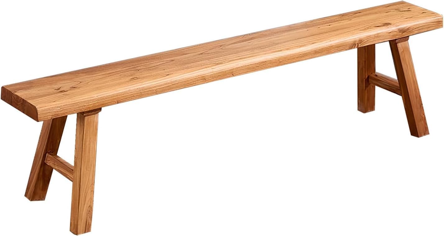 Front Entryway Bench Indoor Hallway Bedroom End of Bed Farm House Rustic Dining Table Vintage Narrow Noodle Bench Solid Wood (L 31.5″x10.2″W x 17.7″H)