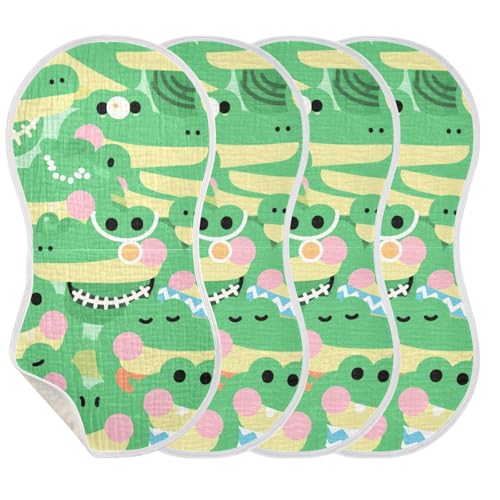 Cartoon Cute Crocodile Green Cotton Burp Cloths Baby Soft Touch Burp Rags for Babies Girls and Boys Set of 2, 22x11in3