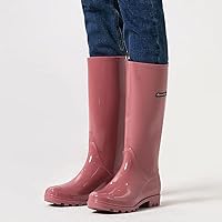 Vista 4 de planone Botas de lluvia altas de moda para mujer, impermeables, botas ligeras para jardín al aire libre, botas de lodo para damas, zapatos