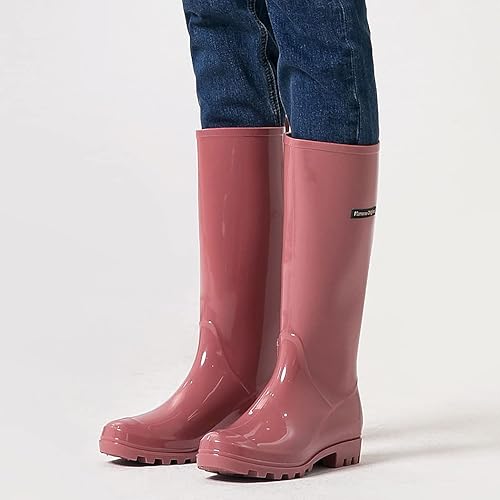 Miniatura 4 de planone Botas de lluvia altas de moda para mujer, impermeables, botas ligeras para jardín al aire libre, botas de lodo para damas, zapatos de