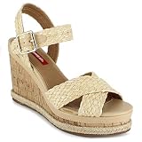 Entrada de hebilla. Union Bay Safari Sandalias de cuña para mujer, Beige (Natural), 39.5 EU