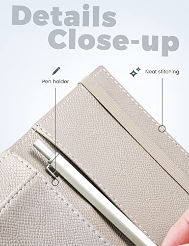 Image of Yarnic Checkbook Cover for Personal Checkbook, Checkbook Holder with Pen Holder & Built-in Clear Plastic Divider for Duplicate Checks (Sand)