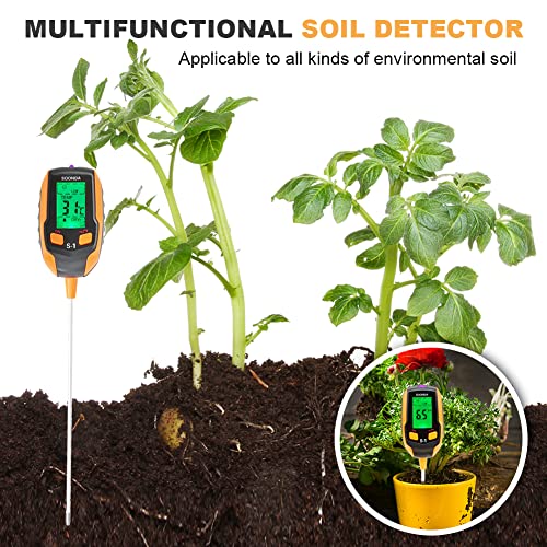 Bodem PH Meter 4 in 1, Digitale Bodemplant Vochtmeter, Bodemvochttester met PH/Temperatuur/Licht/Vochtigheid voor… - Image 8