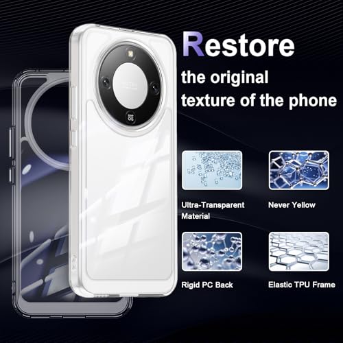 Image of Case for Honor Magic 8 Lite, Military Grade Drop Protection Phone Case, Yellowing Resistant, Anti-Scratch Hard PC Back, Shockproof Hard Ultra-Thin Protective Cover, Clear