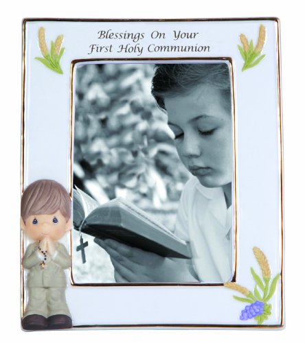 Precious Moments, Blessings On Your First Holy Communion, Boy, Bisque Porcelain Photo Frame, 123411