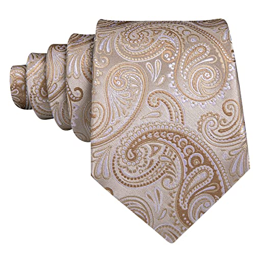 Image of Barry.Wang Men Tie Set Paisley Silk Necktie Pocket Square Cufflinks Formal Wedding Business Party