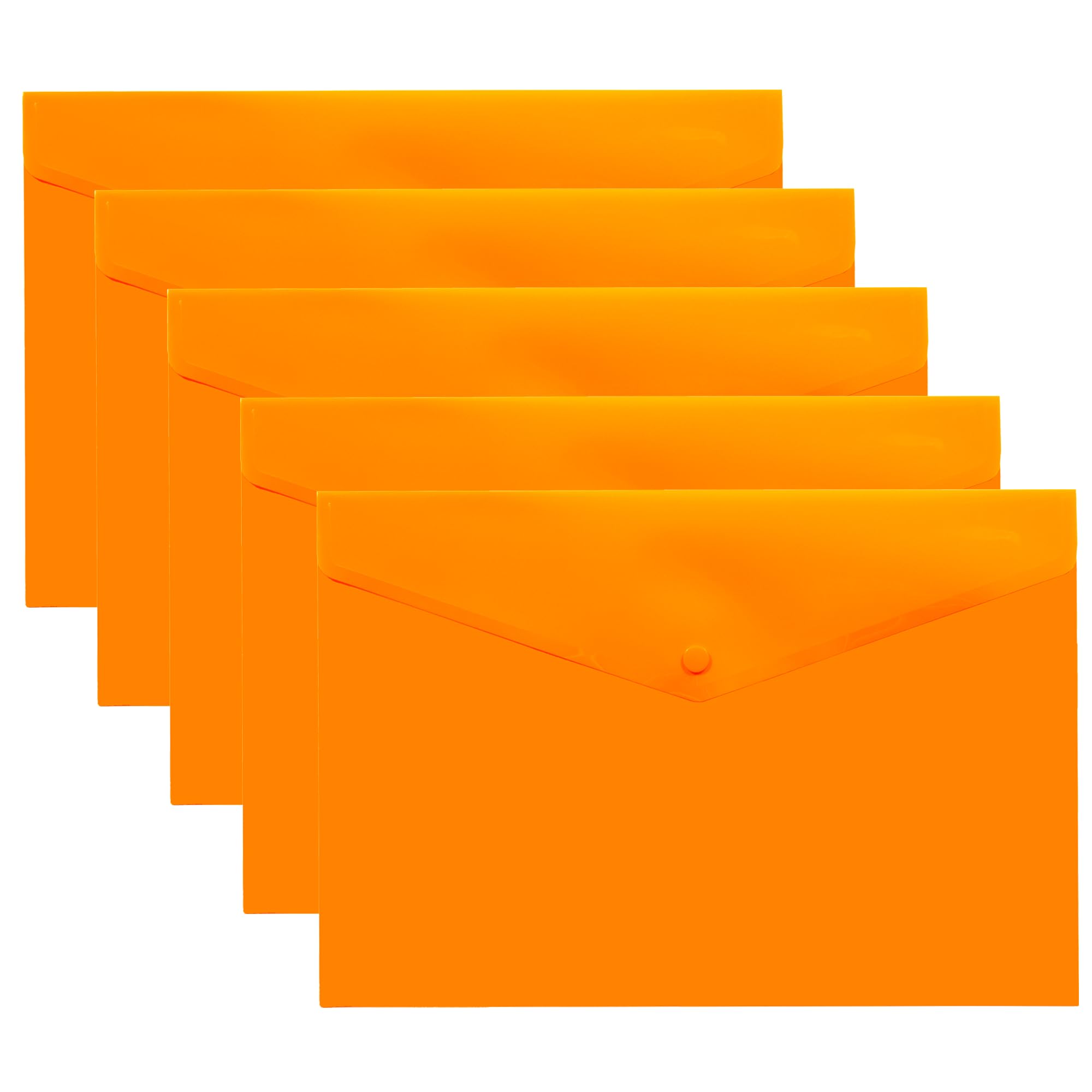 eco-eco A3 50% Recycled Orange Press Stud Popper Wallet, Plastic Folders (Pack of 5) eco080_Orange