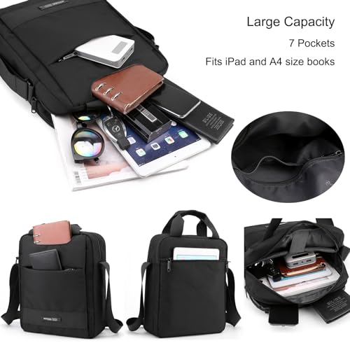zhongningyifeng Men's Messenger Bag Nylon Shoulder Bag A4 Business Waterproof Casual Black Crossbody Bag for Work Travel Outdoor3