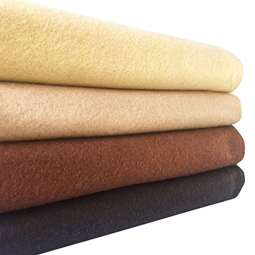 Image of 4pcs Thick 1.4mm Soft Felt Fabric Sheet Assorted Color Felt Pack DIY Craft Sewing Squares Nonwoven Patchwork (92x90cm Brown)