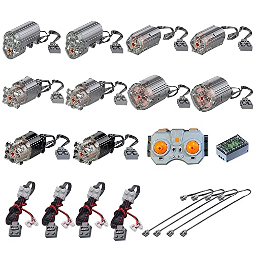 Super Brands DooQi 10 Pcs High Speed L XL M Servo Motors Sets, 2.4g,6-Channel and App Remote Control Power Function Sets Compatible with Lego Technology Cars