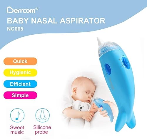 Miniatura 5 de Berrcom Aspirador nasal para bebé, chupón eléctrico de nariz para niños pequeños, limpiador de nariz para bebé con 3 puntas de silicona, succión