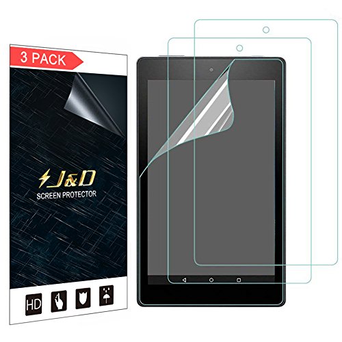 J&D Compatible for All-New Fire HD 8 2017/Fire HD 8 2016/All-New Fire HD 8 Kids Edition Screen Protector (3-Pack), Full Coverage, HD Clear Protective Film Shield Screen Protector for Fire HD 8 2017