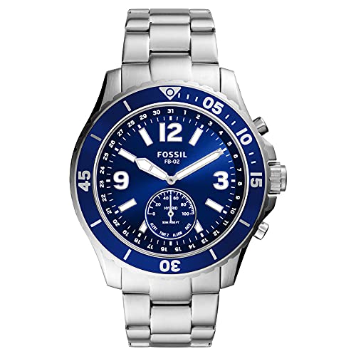 Fossil Hybrid Smart Watch FB-02 with Blue Dial and Silver
