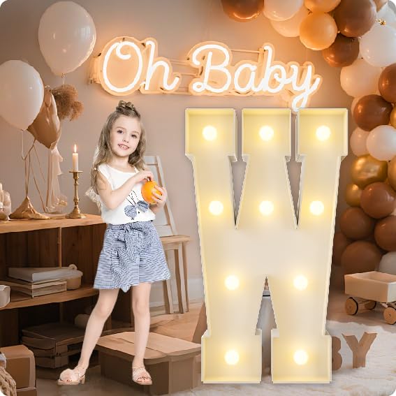 HXWEIYE Large Marquee Letter W, 3FT Battery Operated, Easy to Assemble