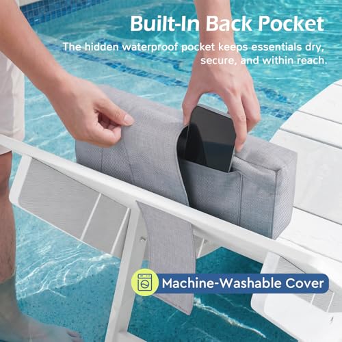 Image of Stoog Folding Pool Lounge Chairs Set of 4, HIPS Anti-Floating Outdoor Chaise with Headrest, Heavy Duty Pool Chairs for Hotel, Beach, Sun Deck, White