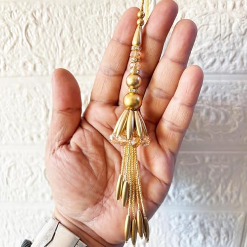 Image of Adikala Craft Store Handmade Ethnic Latkan Tassel Set of 2 for Saree Pallu, Blouse, Suits, Dupatta, Lehenga Decor (Golden Pipe 1L)