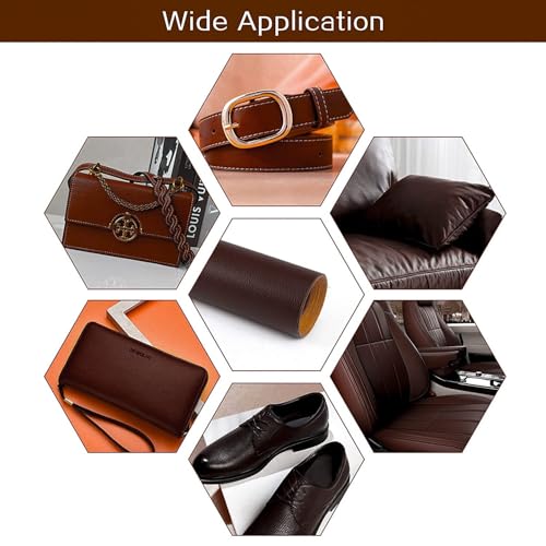 Image of Self-Adhesive Genuine Leather Repair Patch 12 inchx24 inch Inch Durable Leather Sheet for Sofa, Couch, Furniture, Car Seats, and Jackets Waterproof DIY Upholstery Repair Tape (Dark Brown)