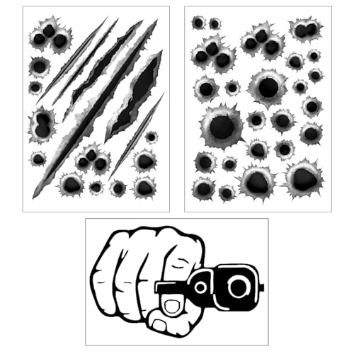 Ensemble de Stickers Voiture, Autocollant de Trou de Balle Simulation, Stickers pour Voiture Cache Rayure, Autocollant Moto, Imperméable et Durable, pour...