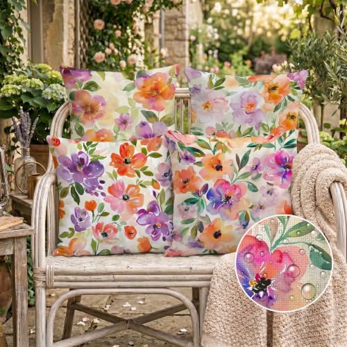 Housse coussin canapé 65x65 lin imperméable lot de 4 pour décoration