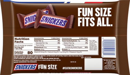 Image of SNICKERS Fun Size College Basketball Milk Chocolate Candy Bars, 10.59 Oz Bag (Pack of 2)