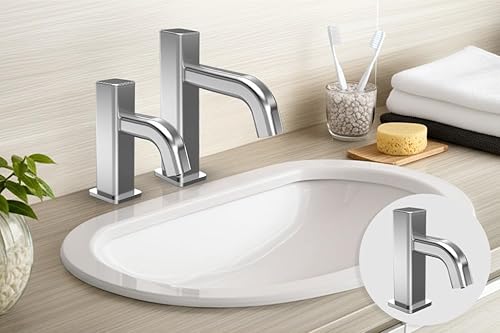 Miniatura 2 de Dispensador automático de jabón manos libres con botella recargable de 32 onzas, unidad montada en fregadero sin contacto de latón macizo, volumen