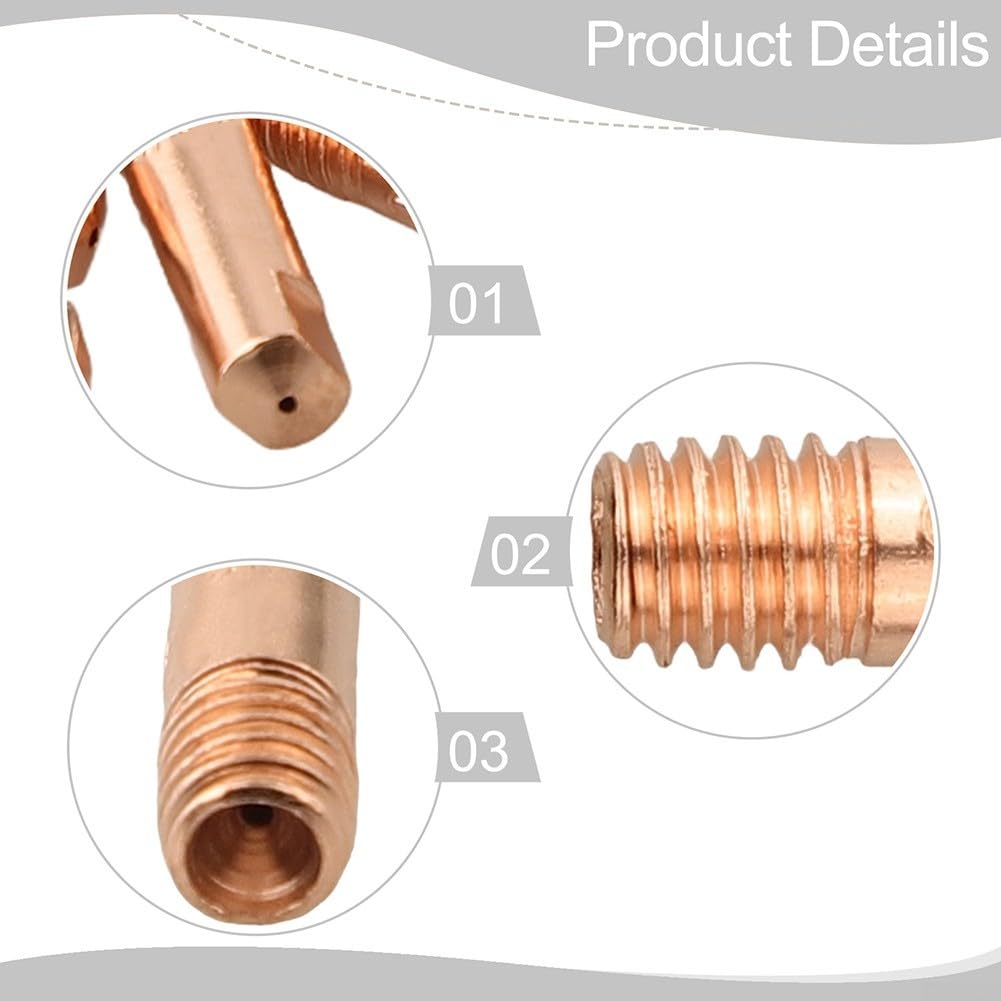 Set di 40 punte per saldatura in rame per saldatrici MIG MAG 15AK con ugelli da 0,8 mm, 0,9 mm, 1,0 mm, filettatura M6, lunghezza 25 mm, diametro 6 mm