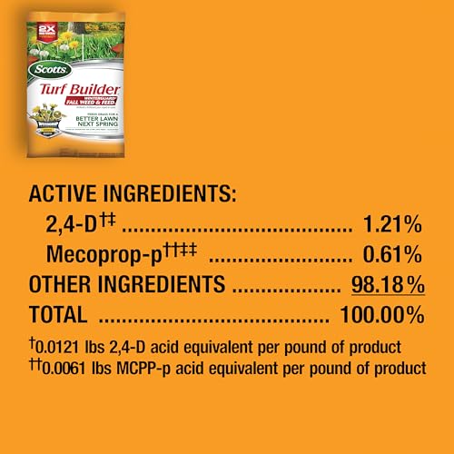 Scotts Turf Builder WinterGuard Fall Weed & Feed3, Weed Killer Plus Fall Fertilizer, 4,000 sq. ft., 11.43 lbs.