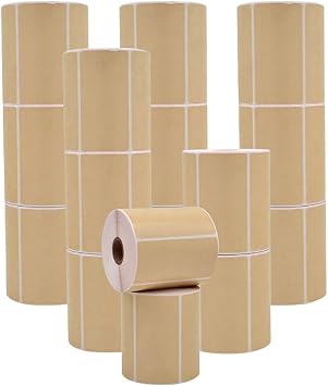 WOD Beige Direct Thermal Label Rolls - 4 x 2 inch, 725 Nametag Stickers per Roll Pack of 16 Permanent Adhesive for Color Coding, Labeling, Inventory Management at Home, Business, and Classroom.