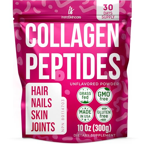 Collagen Peptides Powder for Women Hydrolyzed Collagen Protein Types I and III Non-GMO Grass-Fed Gluten-Free Kosher and Pareve Unflavored Easy to Mix Drink Healthy Hair Skin Joints Nails 10Oz (300g)
