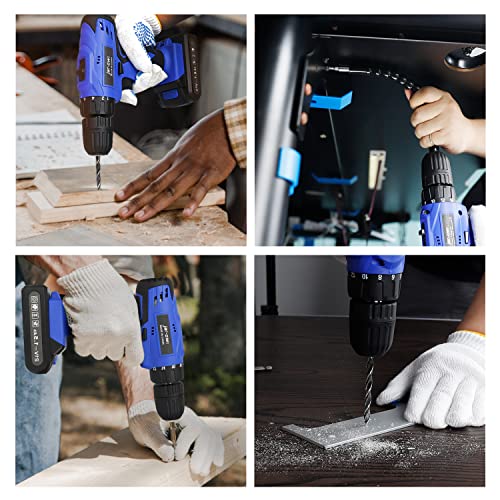 Portable Power Drill Set with 37PCS Drill Bit,21V Cordless Drill Driver Kit with Battery and Charger,Jar-owl Home Tool Kit with Electric Drill for Men Women Garden Office Repair Maintain-Blue thumbnail 6