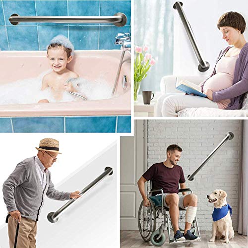 2 Pack 24 Inch Shower Grab Bar, Imomwee Satin Brushed Nickel Stainless Steel Bathroom Grab Bar Handle,Shower Balance Bar,Safety Hand Rail Support,Handicap Elderly Senior Assist Handle(1.25" Diameter) #TOP5