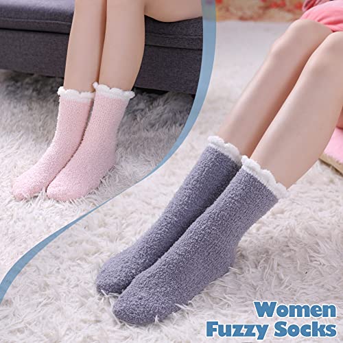 Image of LANLEO 5 /6 Pairs Womens Super Soft Fuzzy Plush Warm Winter Home Sleeping Slipper Socks