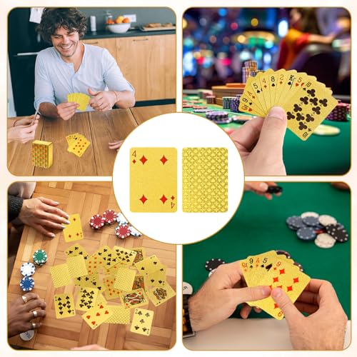2 Barajas Mini Cartas de Poker Impermeables Doradas miniatura 6