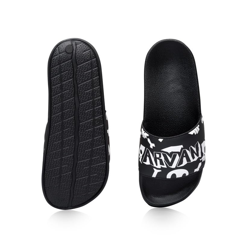 Image of ARVAN Mens Graphic Print EVA Sliders | Lightweight Slip-On Slippers with Cushioned Sole | Casual Open-Toe Slides
