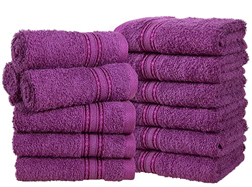 Erina Cotton Washcloths Set Of 12, Heavy Gsm 100% Purecombed Cotton Washcloths 12 X 12 Inch, Highly Absorbent Face Towels, And Quick Drying Fingertip Towels For Daily Use (Plum) #TOP2