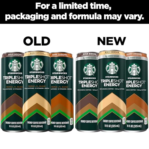 Image of Starbucks Tripleshot Coffee Energy Drink,Vanilla,Triple Blend,165mg Caffeine,B Vitamins,Protein,Iced Coffee,11 fl oz Cans,(Pack of 24)