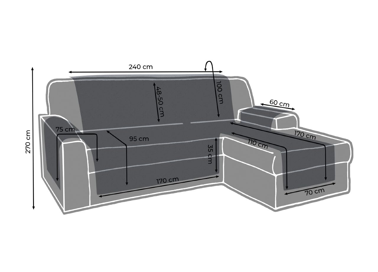 BIANCHERIAWEB Sofa z Półwysepem Model Olympus, Pikowana Ręcznik Sofa Ochronna Wodoodporna i Przeciwdeszczowa, Sofa z Półwyspem 240 cm, Beżowy Kolor